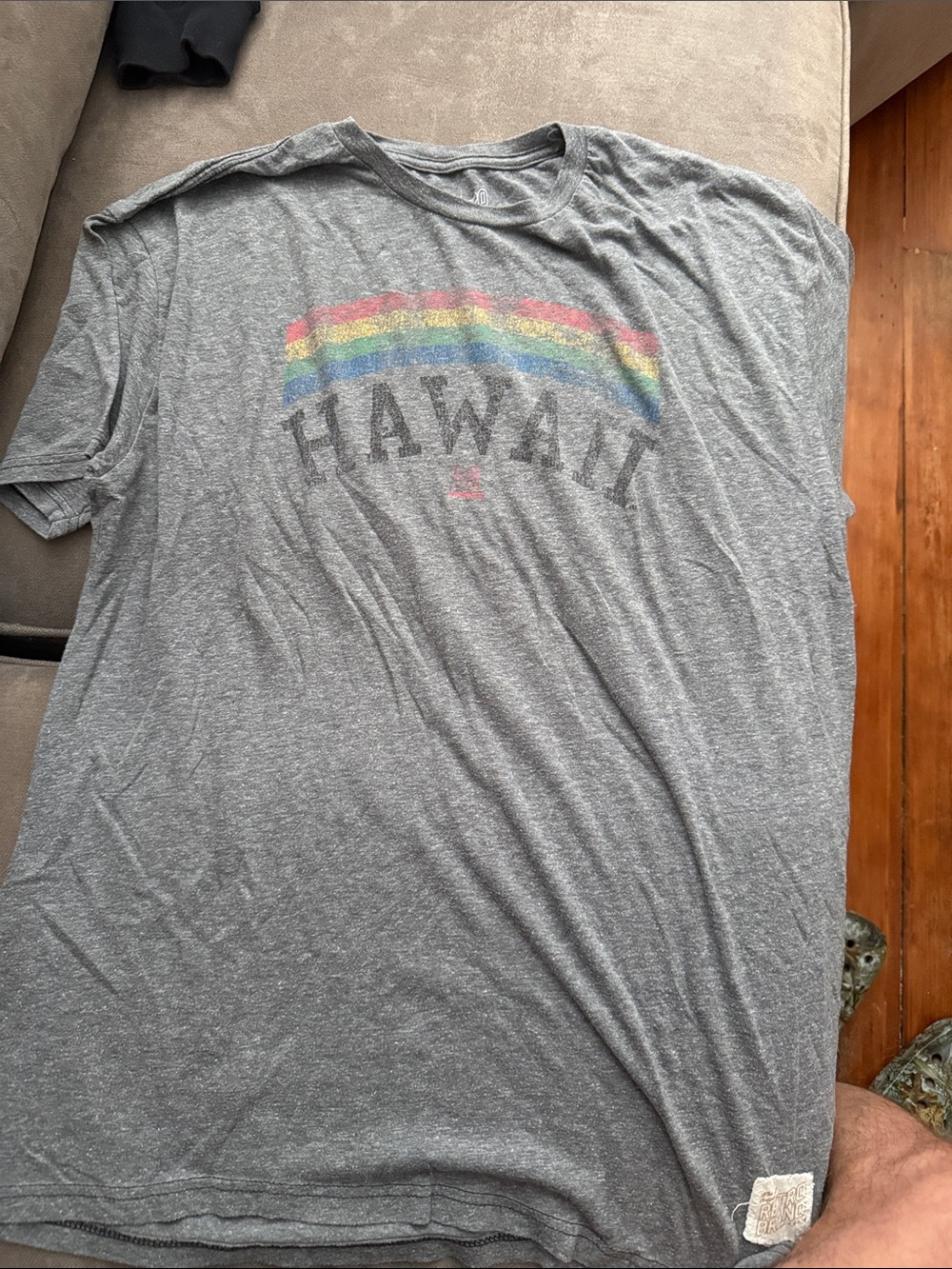 Original Retro Brand Gray Short-Sleeve Tee with Rainbow Graphic